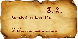 Barthalis Kamilla névjegykártya